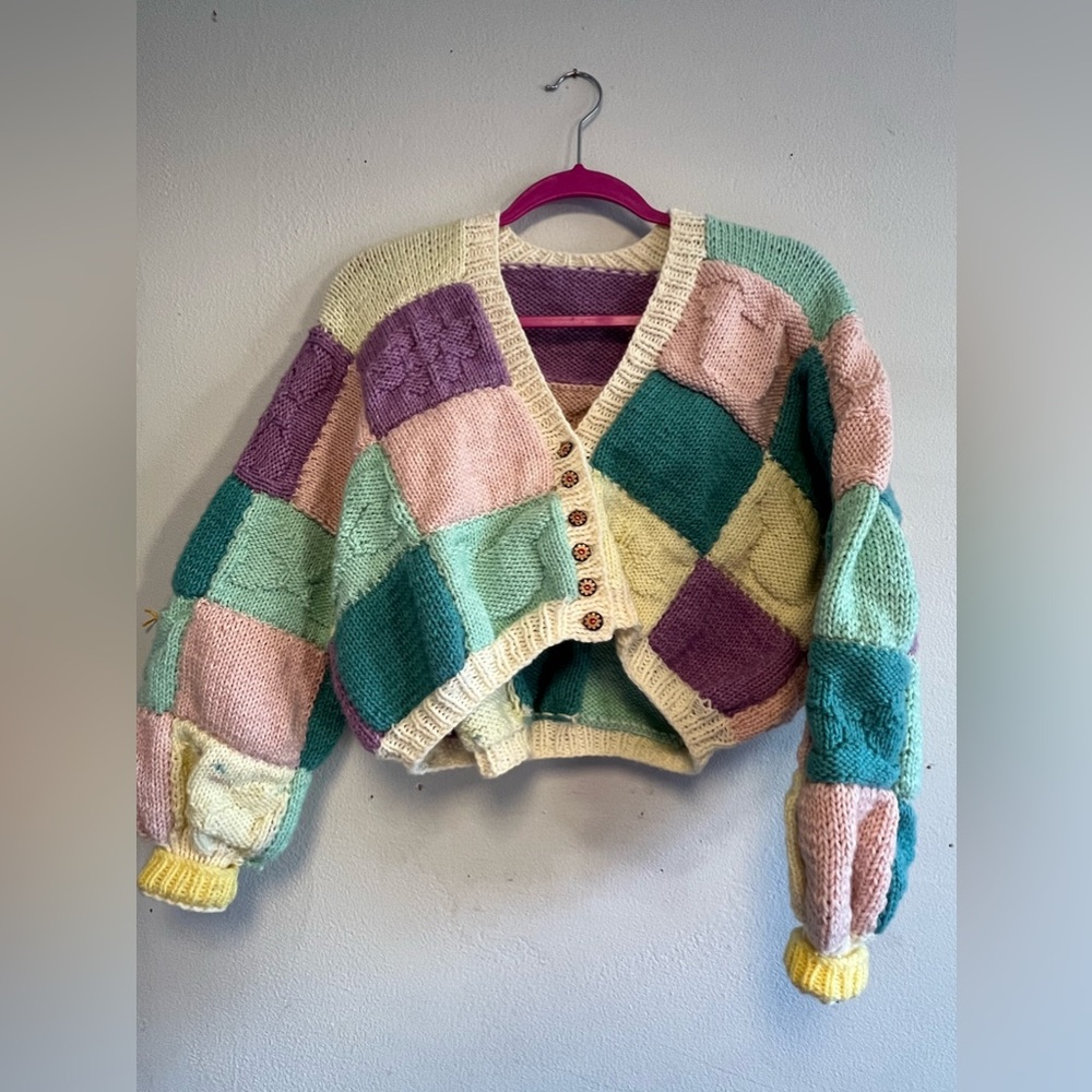 Hand knitted cropped Cardigan